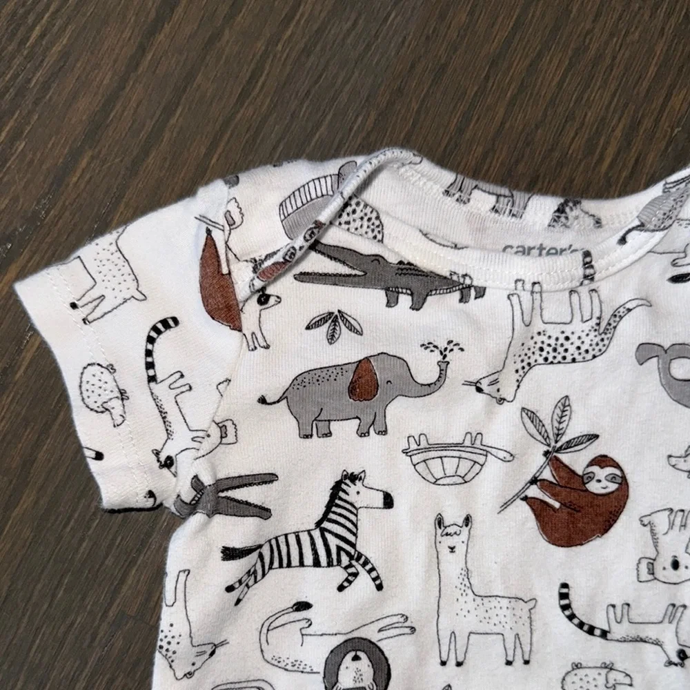 Carter’s Animal Print Onesie and Pull-On Knit Denim Pants Set | 6M